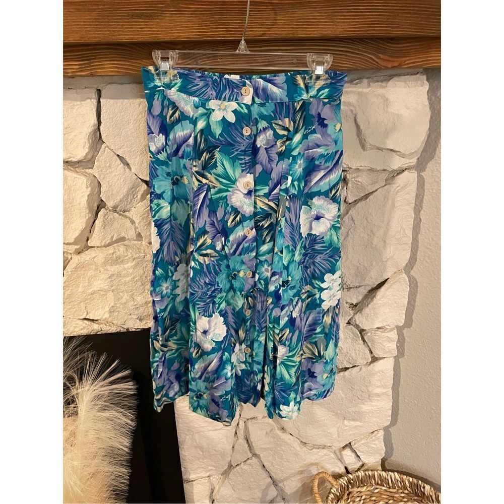 Teddi vintage Hawaiian floral button front midi skirt